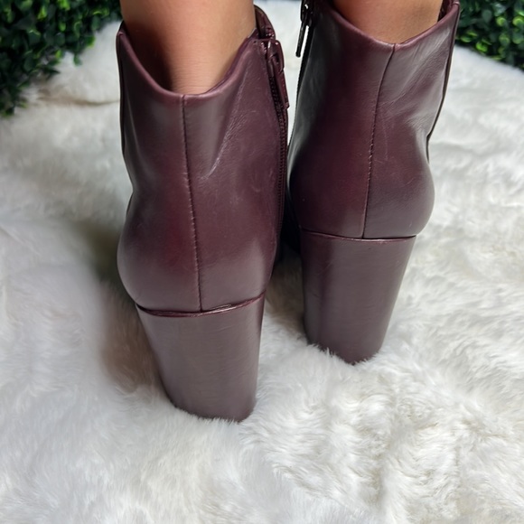 Aldo Leather Ankle Booties Size Eur 6.5 wine color block heel - Picture 5 of 13